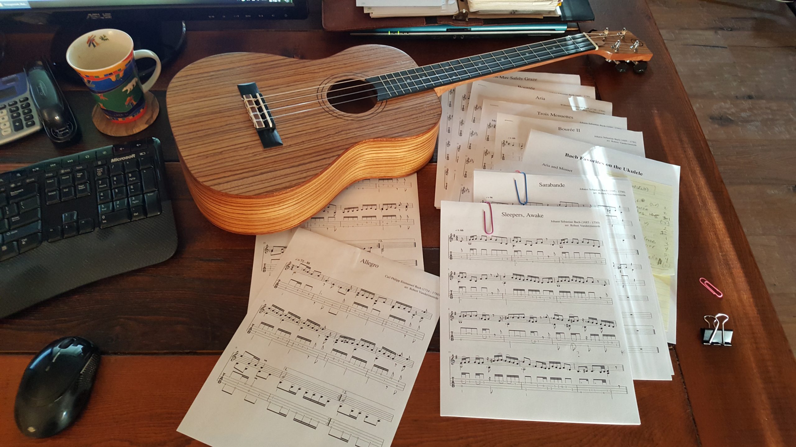 Working on music by Bach and sons